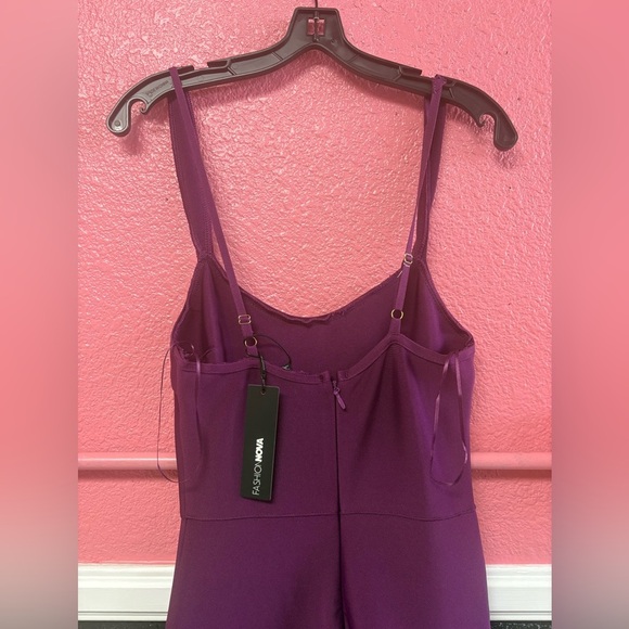 NWT Fashion Nova Purple Jumpsuit with Wide-Leg Palazzo Pants - Picture 5 of 8